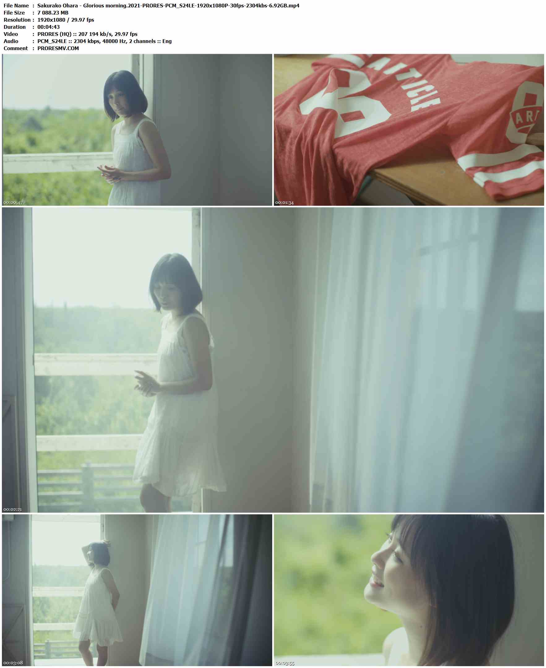 Sakurako Ohara - Glorious morning.2021-PRORES-PCM_S24LE-1920x1080P-30fps-2304kbs-6.92GB官方MV_高清MV